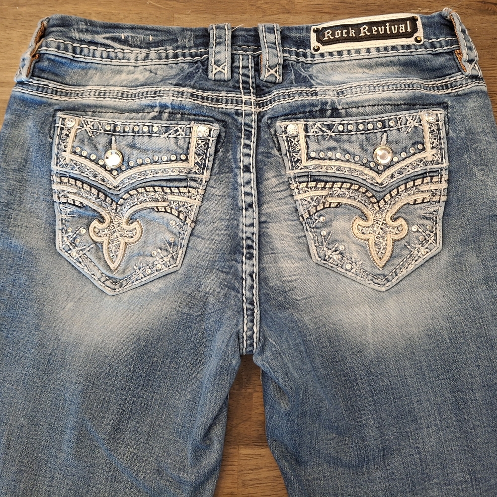 Rock Revival Blue Jeans Gysii Size 28 Mid-rise Easy Boot